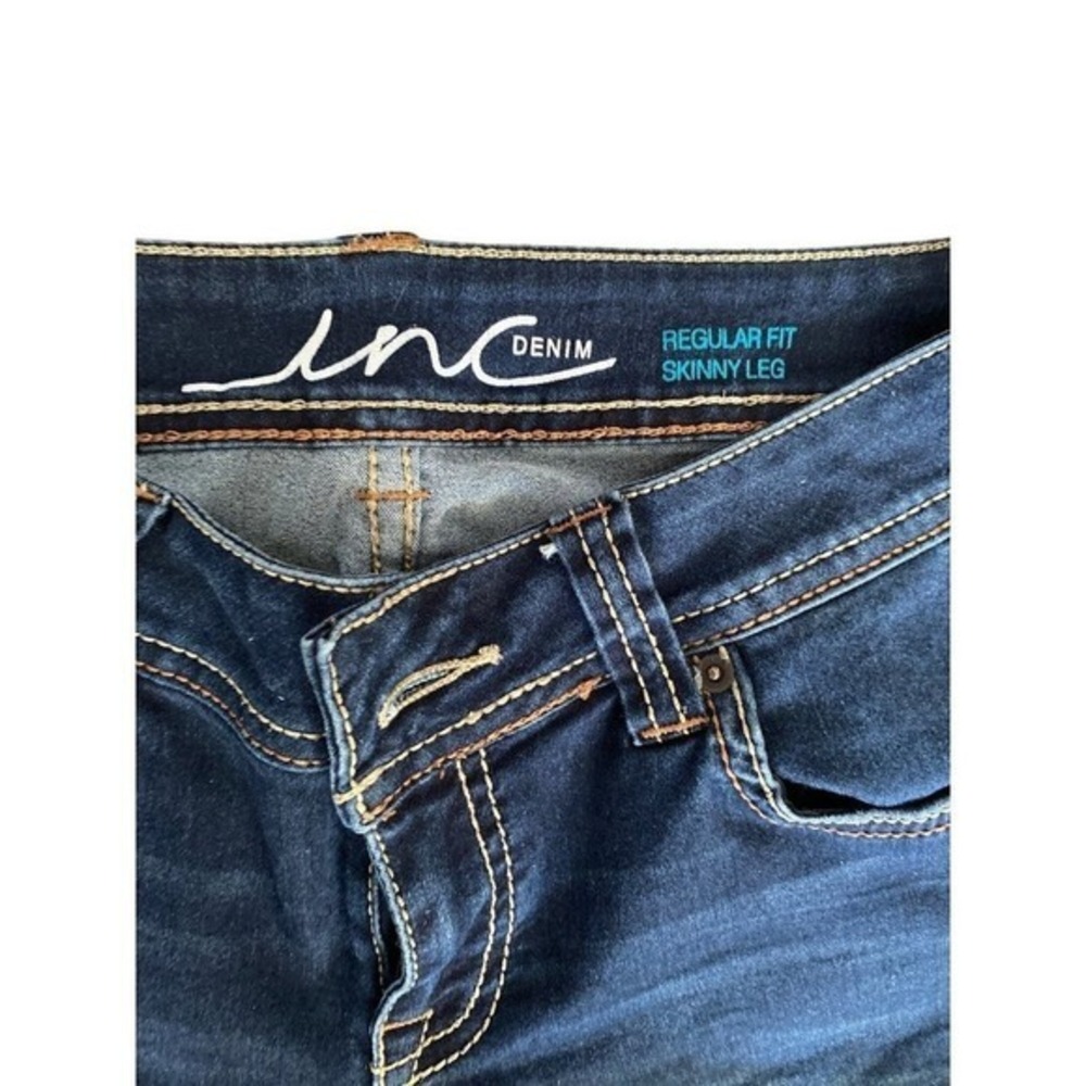 Inc Denim low rise regular fit skinny leg medium wash jeans women Size 4 - Picture 3 of 10